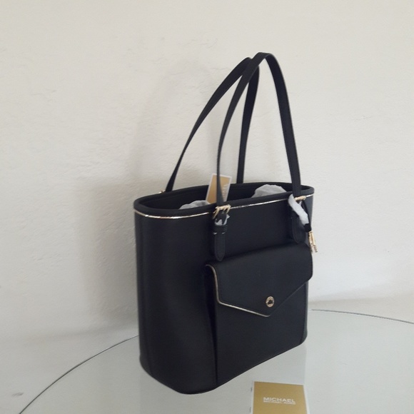 NWT  MICHAEL KORS SAFFIANO LEATHER FRAME MD TOTE - Picture 2 of 8